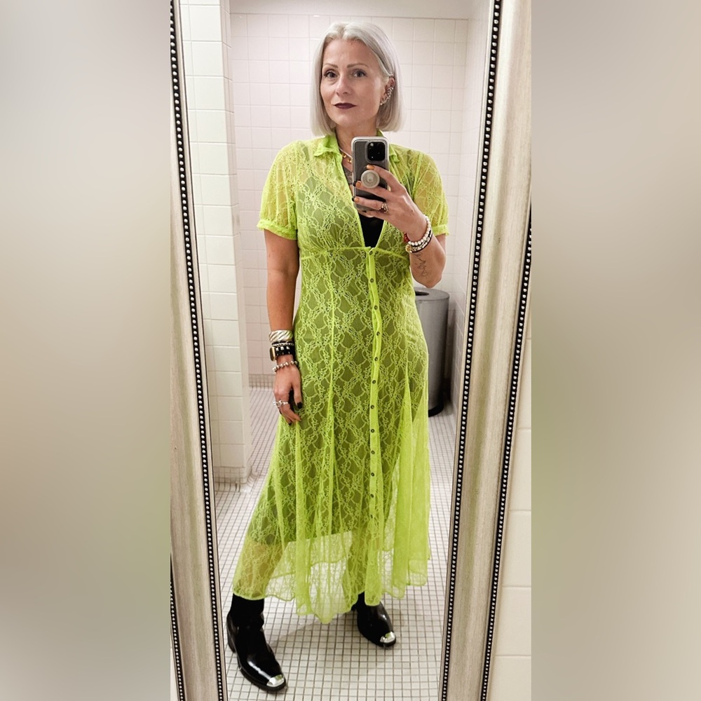 Urban Outfitters Neon Lace Maxi Sheer Dress